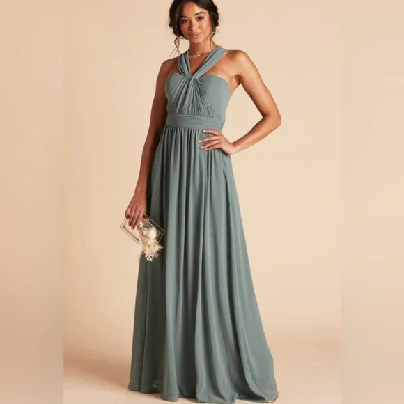 Birdy Grey GRACE CONVERTIBLE DRESS 
CHIFFON SEA GLASS LARGE NEW NWT BRIDESMAID - Picture 3 of 6